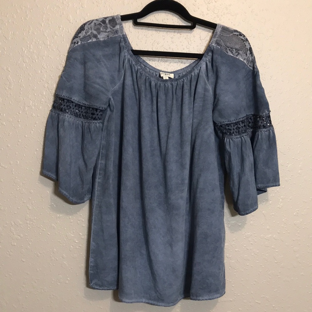 Umgee bell sleeve Boho Chic Blouse Top Sz s